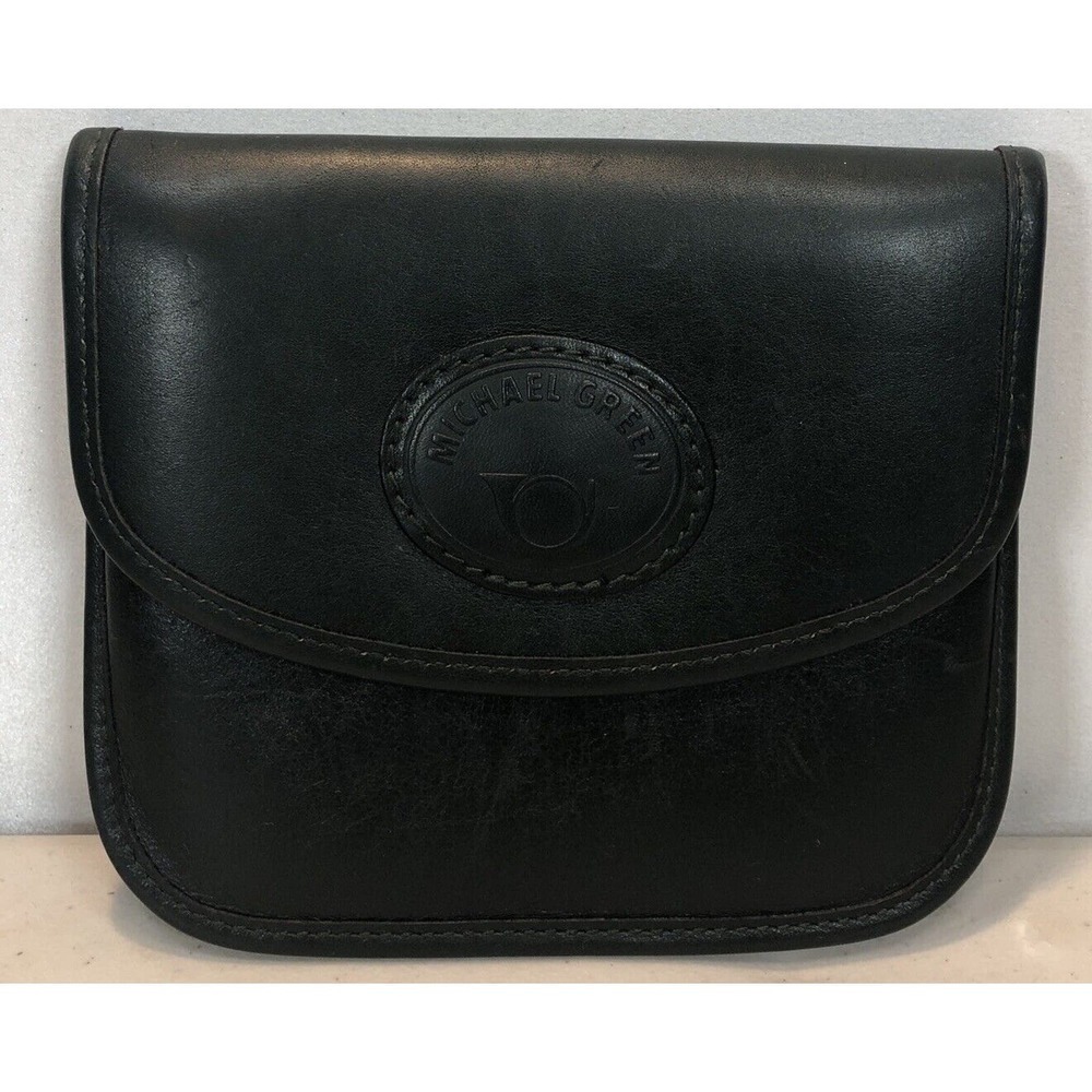 Vintage Michael Dark Green Leather Purse/Belt Pouch Crossbody